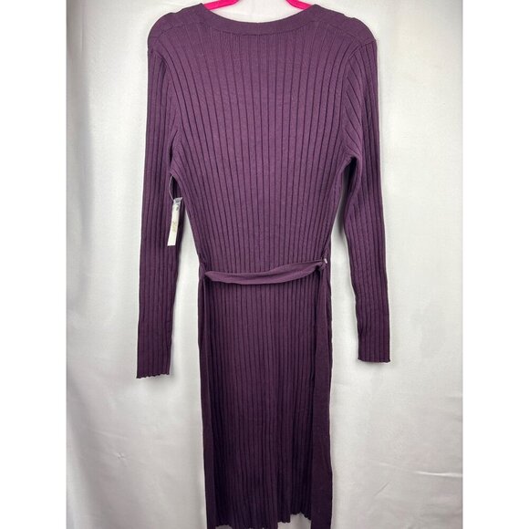 Time And Tru Womens Ribbed Long Cardigan Sweater In Purple Pearl Size S (4-6) 79 - Picture 7 of 7